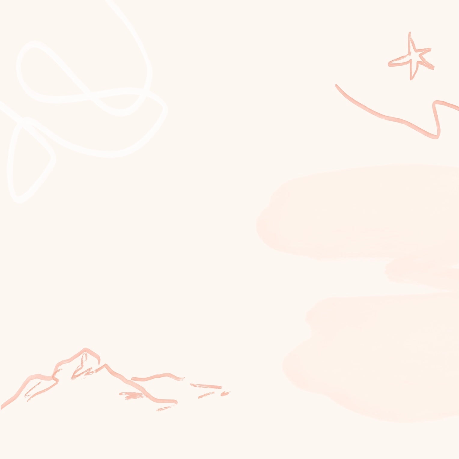 Minimalist line art of a mountain and a star on a light pink background